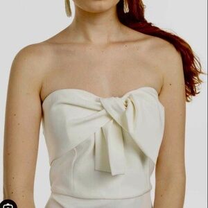 Sam Edelman Sheath Strapless Dress With Bow Detail White